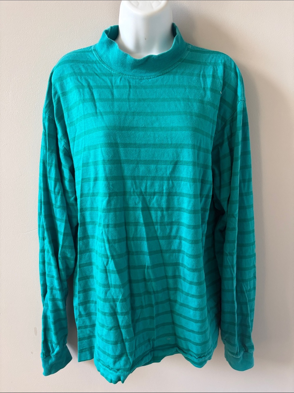 JOCKEY Men's Long-Sleeve Stripe Mock Neck Shirt - Teal, Large